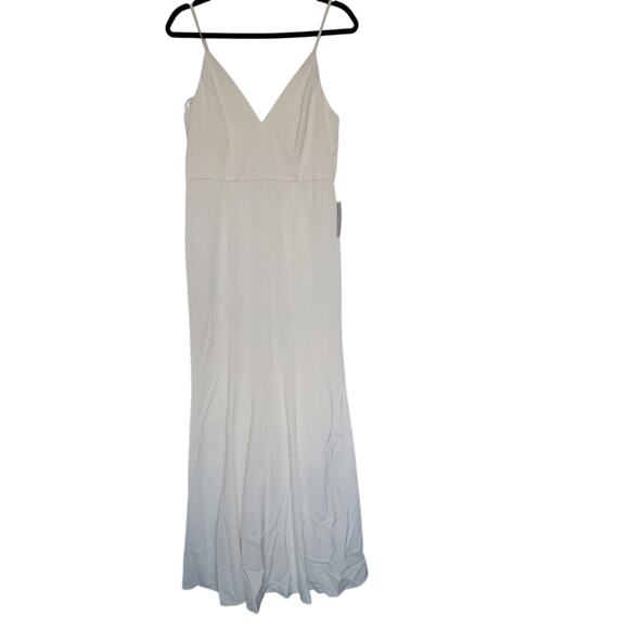 NWT Lulus Center of My Love White Satin Sleeveless Mermaid Maxi Dress, L - Picture 1 of 11